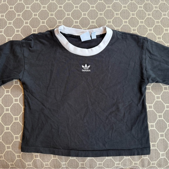adidas Tops - Adidas Black and White Crew Neck Crop Tee